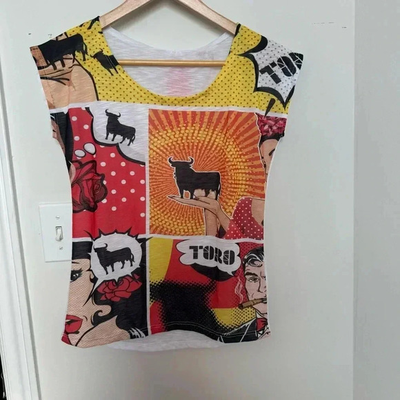 NWT Y2K dead stock Spanish toro pop art shirt graphic S - Picture 3 of 4